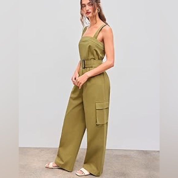Cider Pants - NWT Cider Cotton Mid Rise Utility Jumpsuit with Belted Waist L